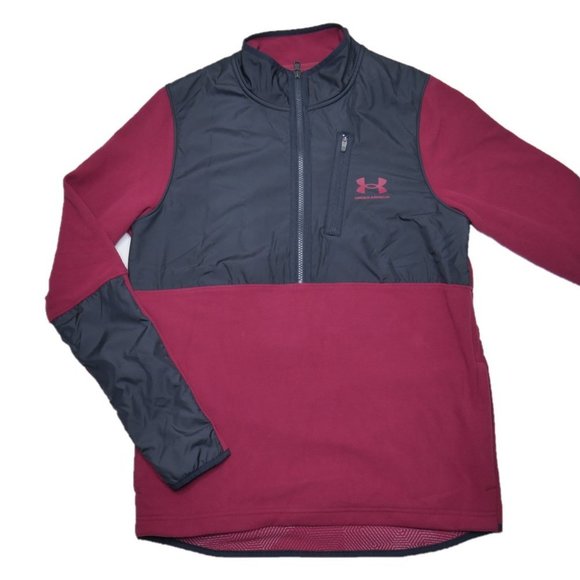 Under Armour Coldgear Infrared Fleece I/2 Zip Pullover Jacket Mens Size S Maroon - Picture 5 of 13